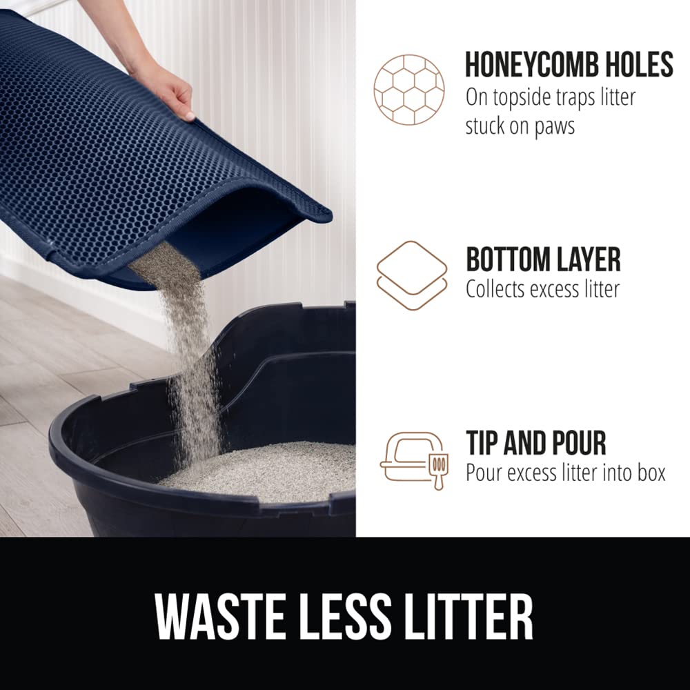 Gorilla Grip Honeycomb Cat Litter Mat 35X24, Two Layer Trapping Waste Mats, Soft On Paws, Indoor Box Supplies And Essentials, Fe